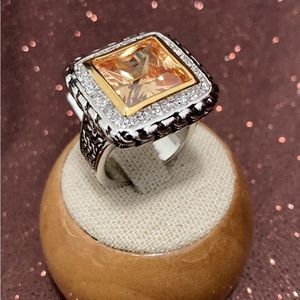 Amazing Square Champagne CZ ring - SIZE 7